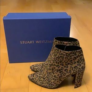 Stuart Weitzman Leopard Pointy Toe Boots.